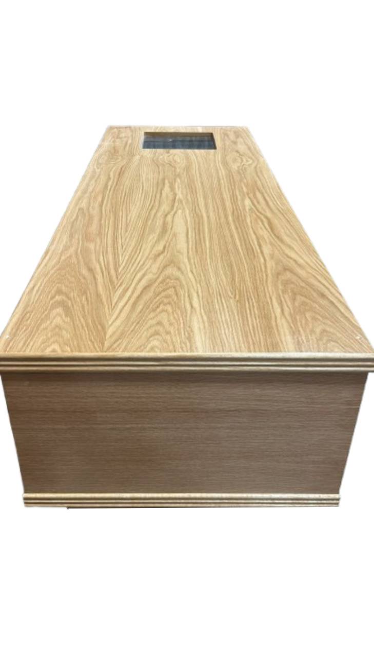 Premium Oak Veneer Casket – main view