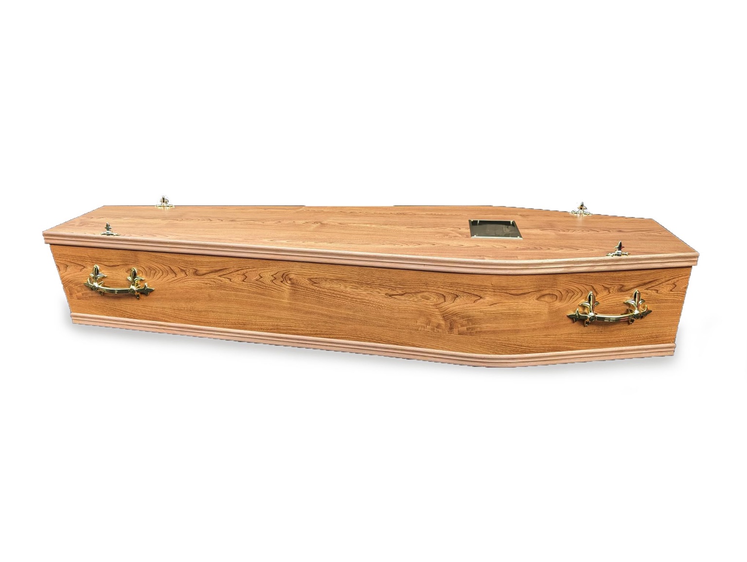 Natural Veneer Casket with Viewing Panel – main view